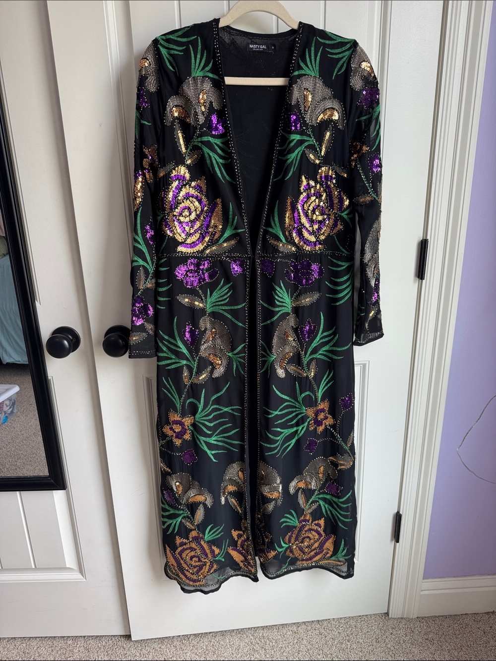 Nasty Gal Sequin Calf Length Duster Women Size Medium